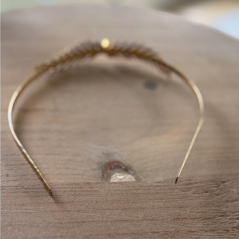 Vintage Gold Leaf Headband w Pearl Grecian Fifties Hair Accessory Jewelry Pretty - Picture 9 of 11